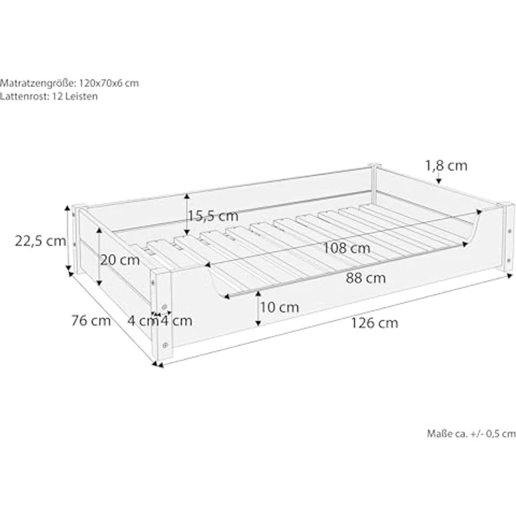 ERST-HOLZ Tierbett Hundebett für große Hunde 100x60 Kiefer Tierbett, stabil und gemütlich, mit Matratze und Kissenrolle, grau - Preisvergleich – Bild 5