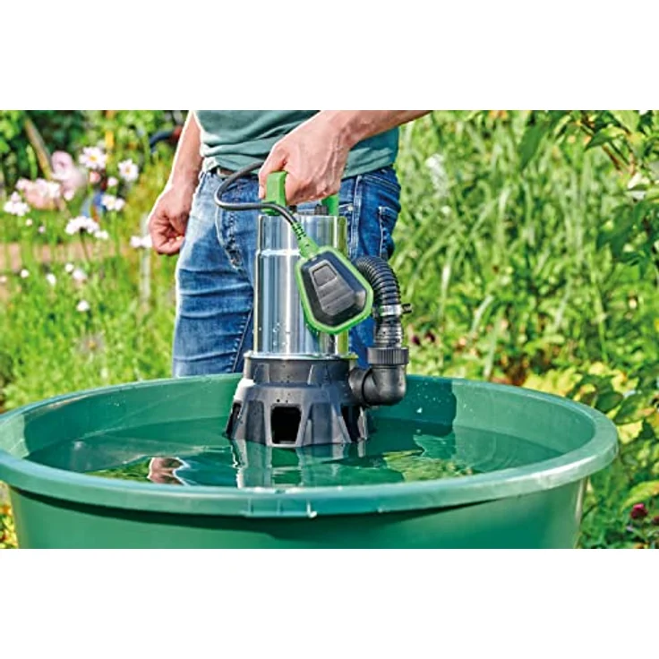 AQUANIQUE Tauchpumpe DWP 10000, Schmutzwasserpumpe mit 10.000 l/h Fördermenge, 400 W, Edelstahlgehäuse, grüne Bedienelemente, max. 6 m Förderhöhe – Bild 5