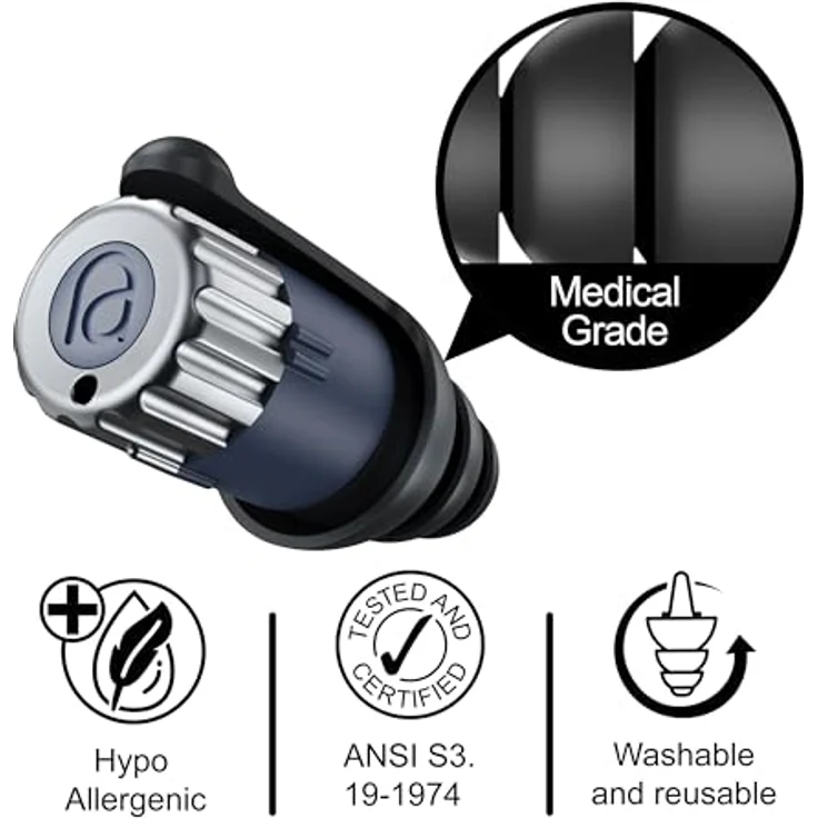 Mixx Adaptive Gehörschutzstöpsel, Assistive Audio Earplugs mit 3 Schutzstufen aus hypoallergenem Silikon, individuell anpassbar, für Reisen und Konzentration – Bild 5