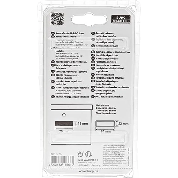 BURG-WÄCHTER 2er-Set Namensschilder, Briefkasten Zubehör, Verzinktes Stahlblech, BK 92 F SB – Bild 2