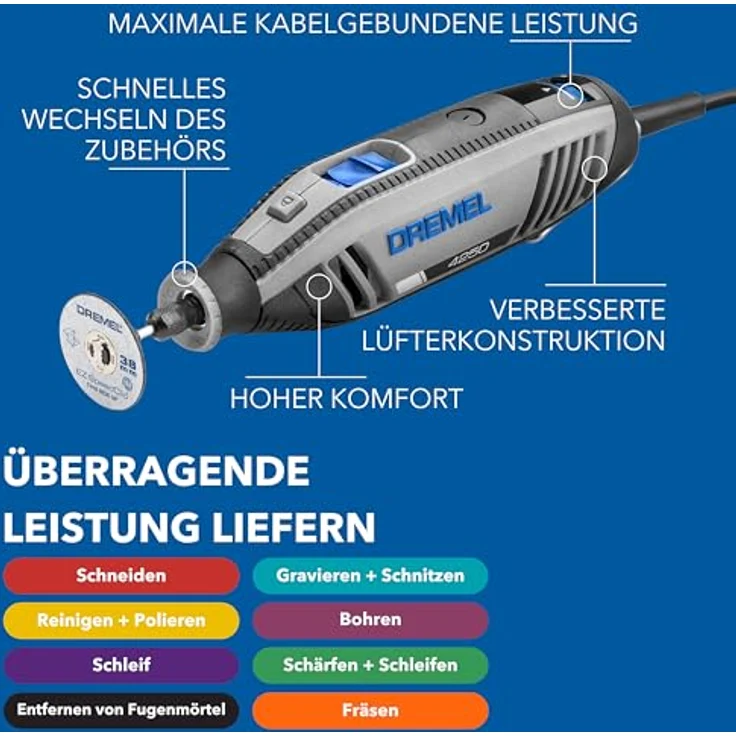 DREMEL DREMEL 4250-6/128 Platinum+ Box, Akku-Multifunktionswerkzeug mit 175-Watt-Motor, 6 Aufsätzen und 128-tlg. Zubehörset – Bild 2
