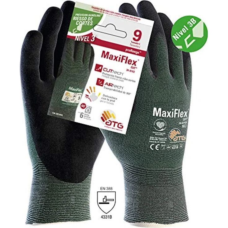 ATG 34-8743 MaxiFlex CutTM Schnittschutzhandschuh Level 3B, Grau-Grün, Größe 9 – Bild 3