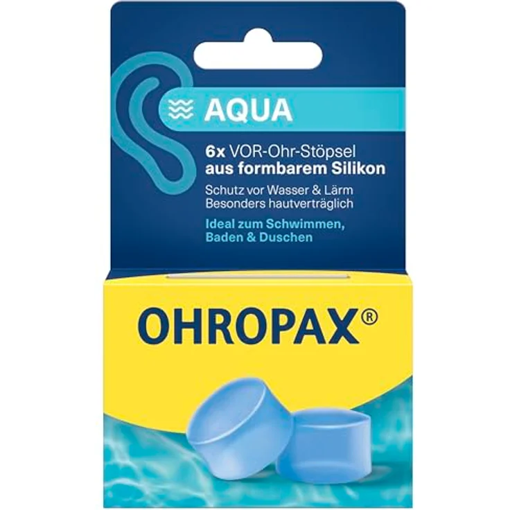 OHROPAX Aqua Ohrstöpsel – VOR-Ohr-Stöpsel aus formbarem Silikon – Schalldämmwert SNR 23 dB – 6 Stück – Bild 2