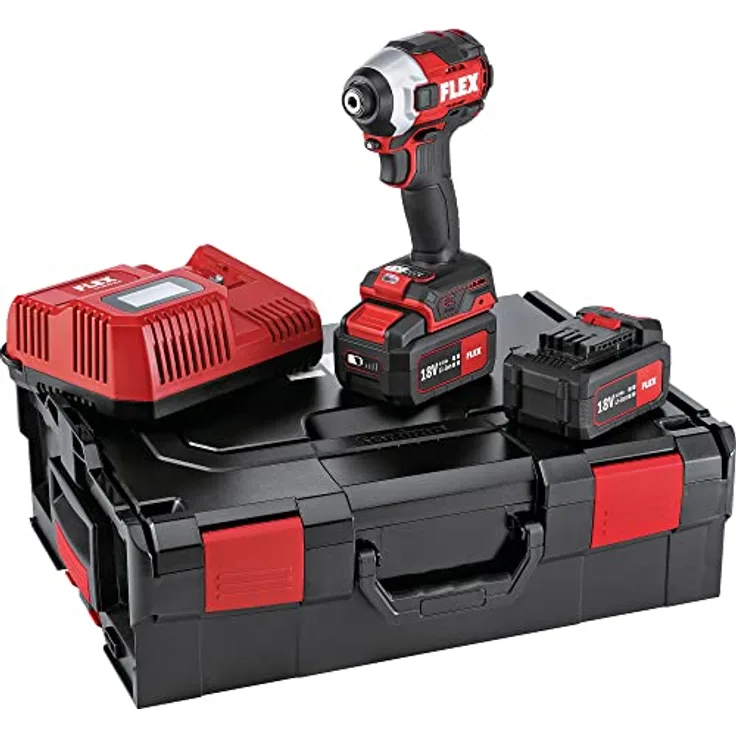 Flex Akku Schlagschrauber ID 1/4" 18.0-EC HD / 5.0 SET, kraftvolles Schlagwerk, mit 2x Akku 5,0 Ah + L-Boxx 18 V