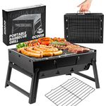 Five-Star Grill&Chill Tragbarer Campinggrill klappbar - Kompaktes Kofferdesign mit großem verchromtem Rost - Ideal für Outdoor BBQs, Parks, GC0019