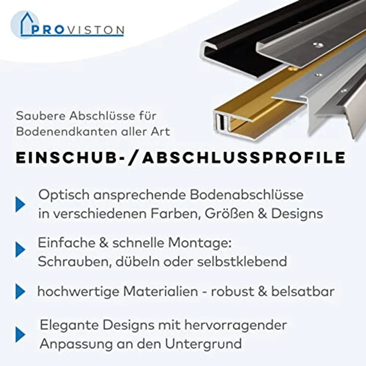 PROVISTON | Abschlussprofil | Breite: 21 mm | Höhe: 3 mm | Länge: 2500 mm | Aluminium eloxiert | Doppel-K-Profil | Edelstahl | Geschlossen Gestanzt - Preisvergleich – Bild 4