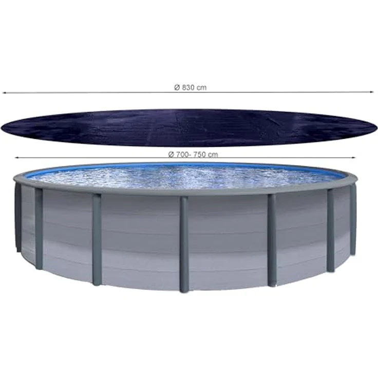 QUICK STAR Quick Star Poolabdeckung, Schwarz, Rund, 830x830 cm, 100% Polyethylen, UV-beständig, witterungsbeständig, inkl. Spannschnur und Spannratsche – Bild 2