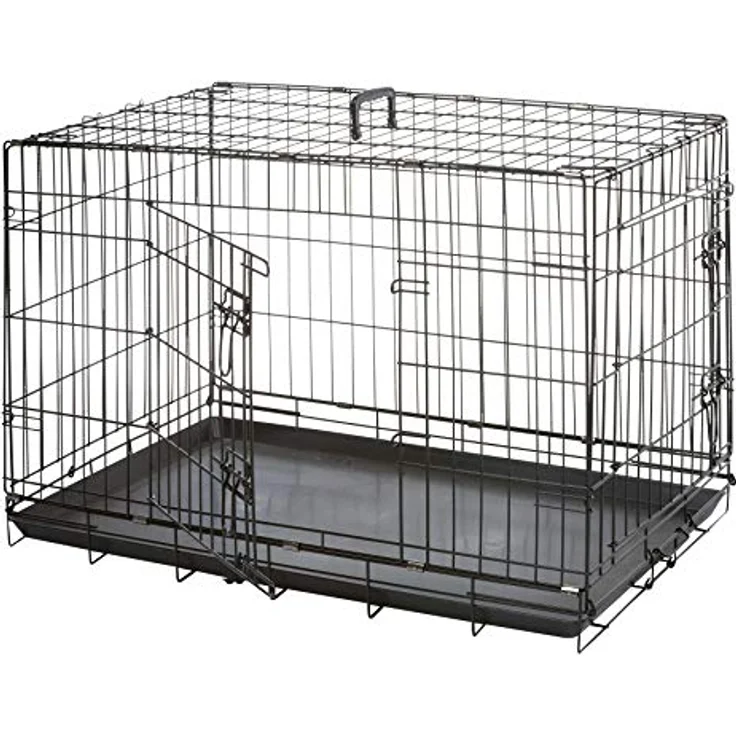 Karlie Drahtkäfig schwarz L: 120 cm B: 76 cm H: 82 cm, Hunde-Transportbox mit sicheren Rückzugsort und herausziehbarer Metall-Bodenwanne – Bild 1