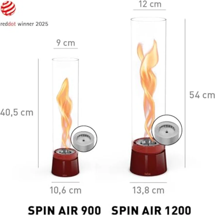 höfats Spin air 1200 Rot, Tischfeuer für Indoor & Outdoor mit Bioethanol-Brenner, emaillierter Gussfuß und langer Brenndauer – Bild 2