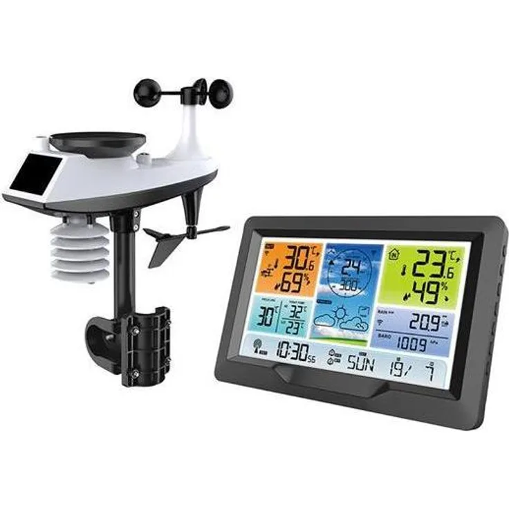 Olight TE90, digitale Wetterstation mit LCD-Display, Windgeschwindigkeit, Luftdruck, Hygrometer und Thermometer, schwarz