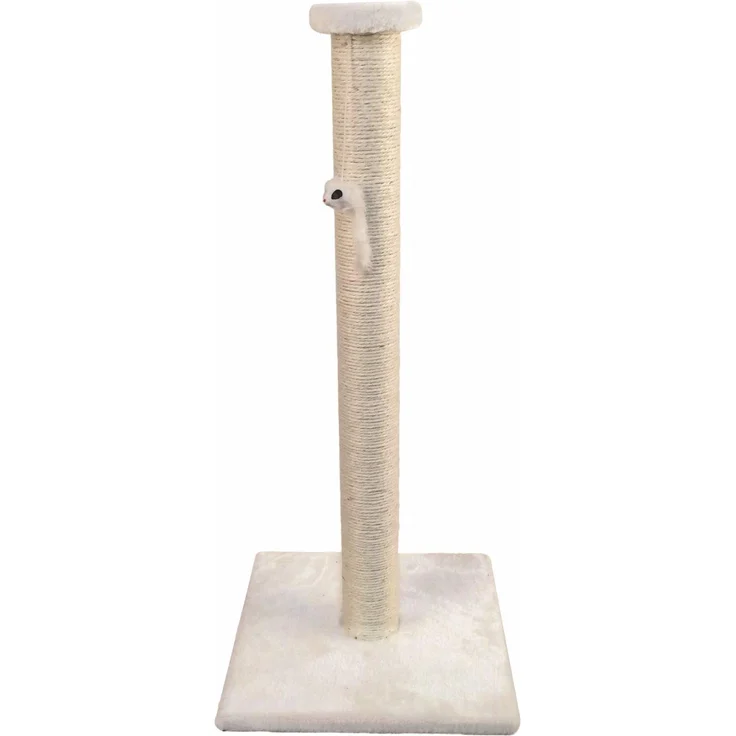 Dogman Kratzsäule Sally (Weiss), robuste Katzenbaum aus Plüsch und Sisalseil, mit Spielball, 40 x 40 x H90 cm