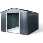 ASS ALEOS Gartenhaus Geräteschuppen 9m² 279x324cm aus verzinktem Stahlblech anthrazit Metall mit Doppelschiebetür Türhöhe 170cm