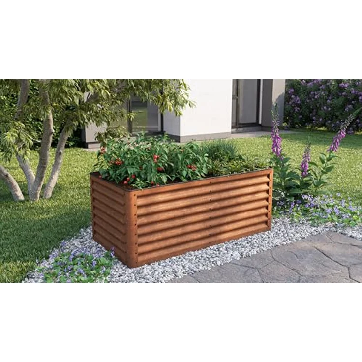 GFP Primeyard Luca Cortenstahl-Hochbeet 150x75x60 cm, stabiles Gartenbeet mit natürlicher Rostoptik, sicherem Kantenschutz und ganzjährigem Einsatz – Bild 2