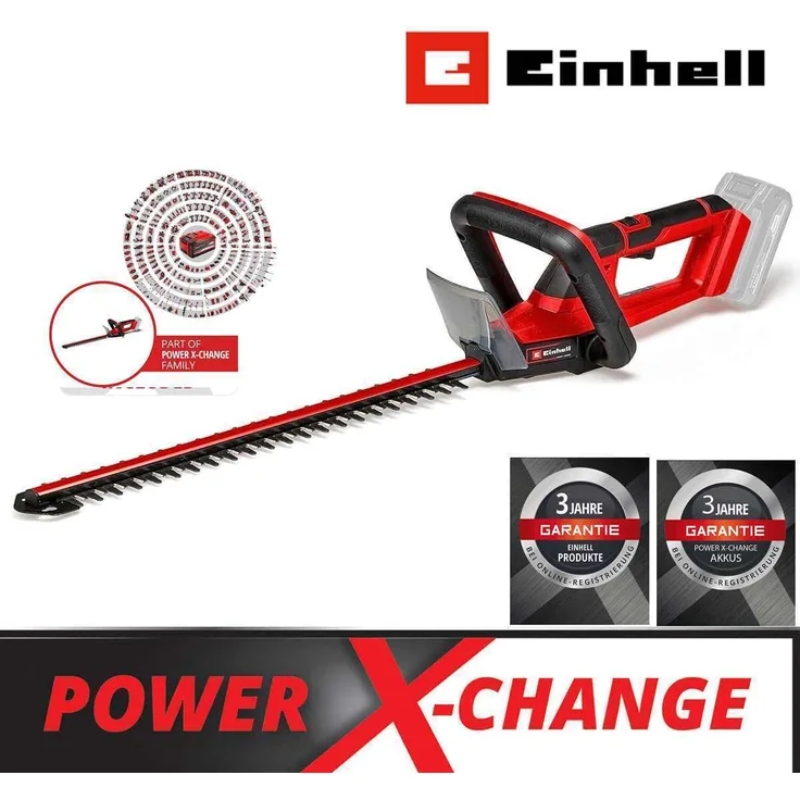 Einhell Akku-Heckenschere GC-CH 18/40 Li Solo 18V, Leichtgewichtig mit lasergeschnittenen Messern, 40 cm Schnittlänge