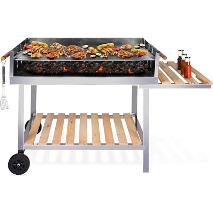 BBQ Holzkohlegrill Grillwagen aus Edelstahl 98 x 56 cm, Grillfläche 98 x 56 cm – Bild 2