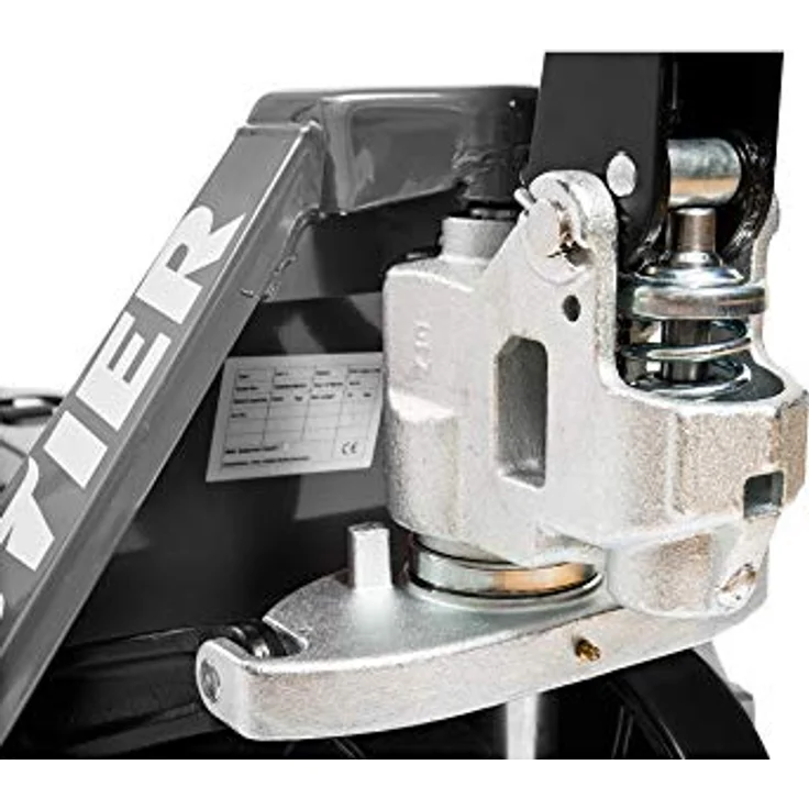 STIER Gabelhubwagen, Hubwagen mit Tragkraft 2500 kg, Gabellänge 1150 mm, graue Nylon-Rollen, wartungsfreie Handhydraulik, Lenkeinschlag von 210° – Bild 2