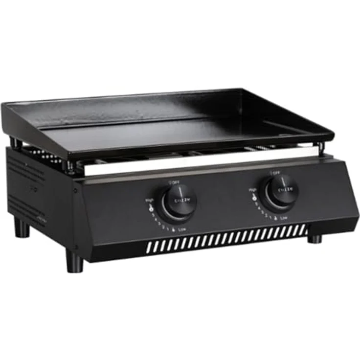 Cozze Plancha-Grill G 400, 48 x 35 cm Grillfläche, 2 Edelstahlbrenner mit 4,4 kW Leistung, Schwarz – Bild 1