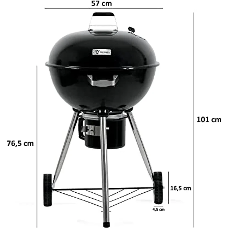 BBQ-Toro Kugelgrill Ø 57 cm | Grillfläche Ø 53,5 cm | BBQ Kugelgrill Holzkohle, Barbecue Kugelgrill, Grill Holzkohle rund, Holzkohlegrill mit Deckel – Bild 4