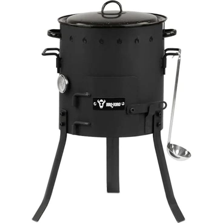 BBQ-Toro Eintopfofen Outdoor Ø 29 cm, Gulaschkanone mit Topf, Grillrost, Suppenkelle und Thermometer, ideal für Eintöpfe und Feuerstelle – Bild 1