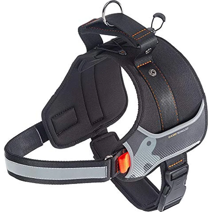 Ferplast Hundegeschirr HERCULES LARGE, Gepolstert, Widerstandsfähig, Kratzfest, im Dunkeln Sichtbar, mit Griff, in Schwarz – Bild 1