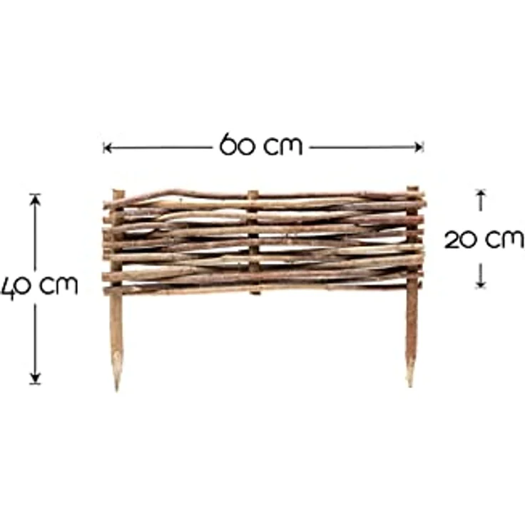 BooGardi Beeteinfassung Holz · in 3 Größen · 20 x 60 cm 5er Set Haselnuss Beeteingrenzung · Steckzaun zur Beetumrandung · Garten Wegabtrennung – Bild 4