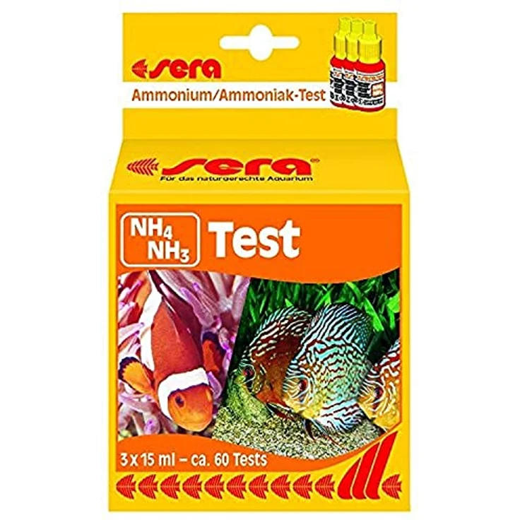 sera 04910 Ammonium/Ammoniak Test (NH4/NH3), Wassertest für ca. 60 Messungen, misst zuverlässig und genau Ammonium und Ammoniak, für Süß- & Meerwasser, im Aquarium oder Teich, 45 ml (1er Pack) – Bild 1