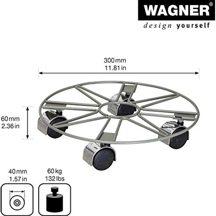 Wagner Pflanzenroller Taupe Star Ø 30 x 6,5 cm I Pflanzenroller für Innenbereich I Blumenroller aus Stahl, Taupe beschichtet I Kübelroller Stern-Design I Tragkraft 60 kg - 20093901 – Bild 3