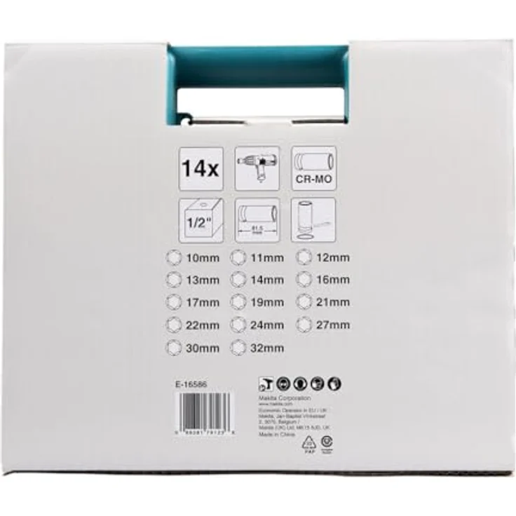 Makita Bit- und Steckschlüsselset E-16586, 14-teilig im Koffer, Impact Black, Außenvierkantaufnahme 1/2" – Bild 6