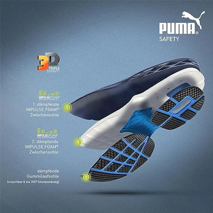 PUMA Velocity 2.0 Blue Low ESD Sicherheitshalbschuh S1P mit Fiberglaskappe und IMPULSE.FOAM, Größe 36, Blau – Bild 6