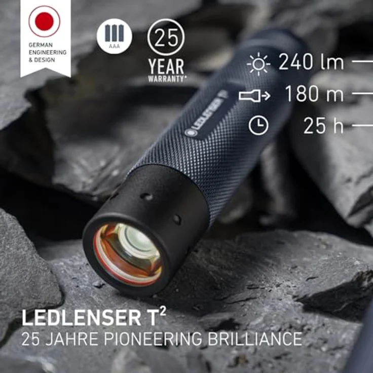 Ledlenser T2 25th Anniversary LED Taschenlampe, 240 Lumen, 180 m Reichweite, kompakt, wasserfest, 25 h Laufzeit, dunkelblau – Bild 2