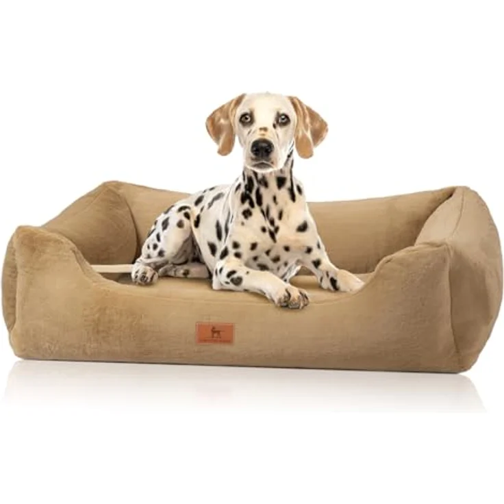 Knuffelwuff Schnuffelupagus XXXL Orthopädisches Hundebett aus Kaninchen Fellimitat, 155 x 105 cm, Braun | Abnehmbarer Bezug, waschbar, rutschfest für Hunde aller Größen – Bild 1