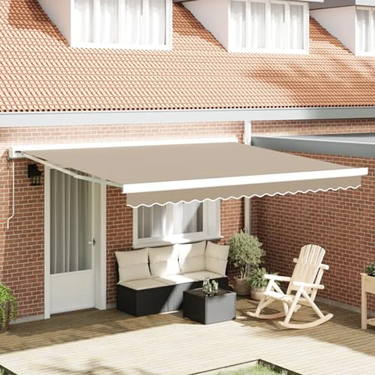 vidaXL Markisenersatzstoff für 4x3 m Rahmen, UV-beständig, Beige, rechteckig aus Polyesterstoff – Bild 2