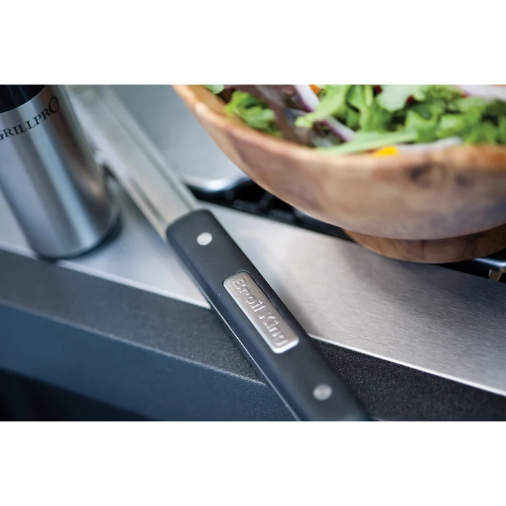 Broil King Grillbesteckset 2 Teilig Grillzange Grillwender Grillbürste Marinierpinsel mit Silikonborsten schwarz silber – Bild 5