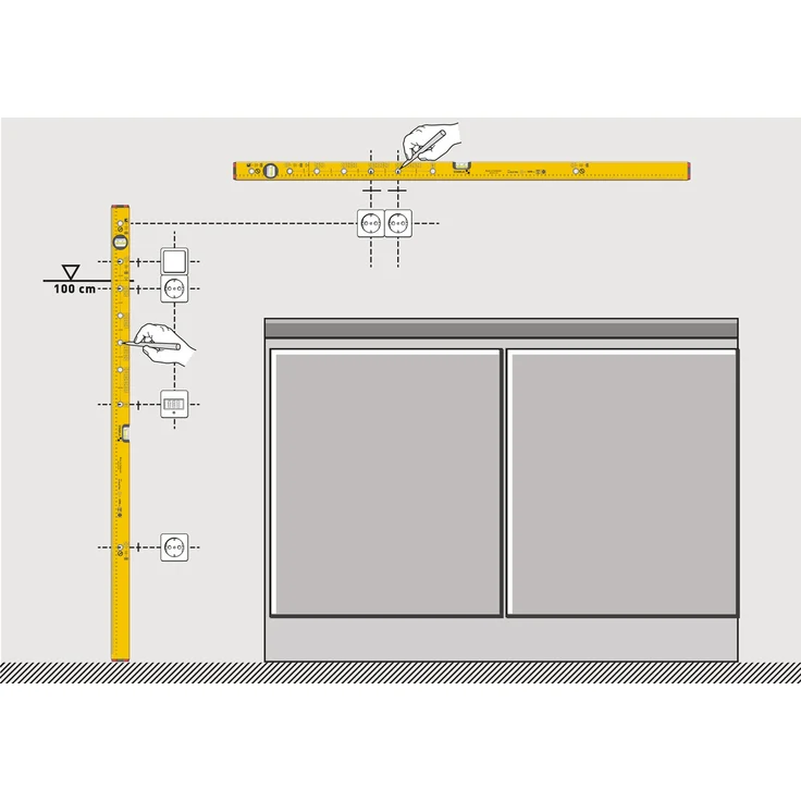 STABILA Elektriker-Wasserwaage Type 70 Electric, 120 cm, leichtes Alu-Profil, 1 Horizontal-Libelle, 1 Vertikal-Libelle, Markierlöcher, Markierungshilfen, metrische Skala, Made in Germany – Bild 2