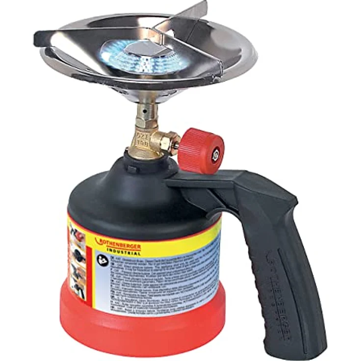 ROTHENBERGER Industrial Scout Campingkocher, Gaskartuschenkocher inklusive 5x C200 Supergas Stechkartusche mit Gas Lock System, leicht und kompakt, robust und langlebig – Bild 4