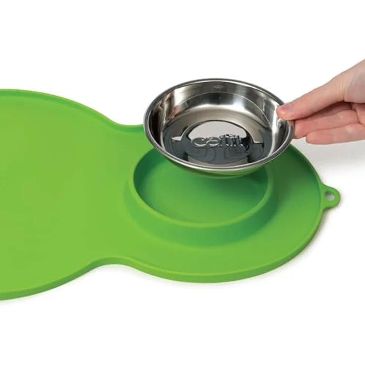 Catit Silikonmatte Erdnuss, 46 x 29 cm in Grün mit integriertem Napf und rutschfestem Design – Bild 3