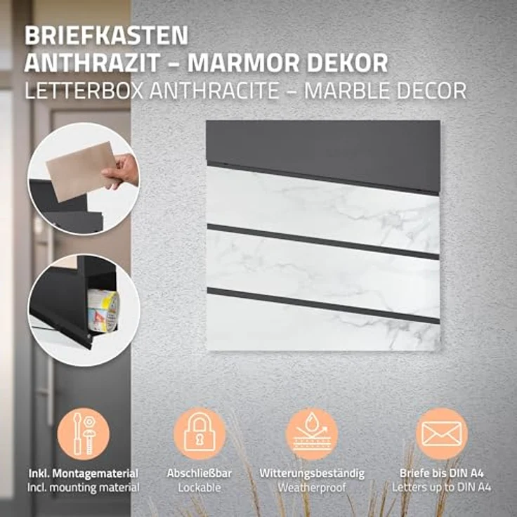 ML-DESIGN Standbriefkasten mit Zeitungsfach, Silber 120cm, langlebig aus Edelstahl, wetterfest, inkl. Standfuß und Briefkastenanlage – Bild 2