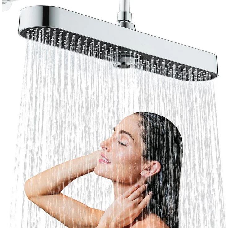 LuxusKollektion Regenduschkopf XXL 19 Zoll, Chrom, Duschkopf mit 3 Duschmodi und selbstreinigenden Düsen