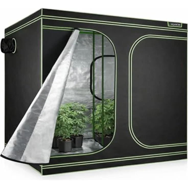 HIGHWERK Growzelt "MyHomeGrow" 240 x 120 x 200 cm, Indoor Zuchtzelt mit hochreflektierender Folie, schwarz grün – Bild 4
