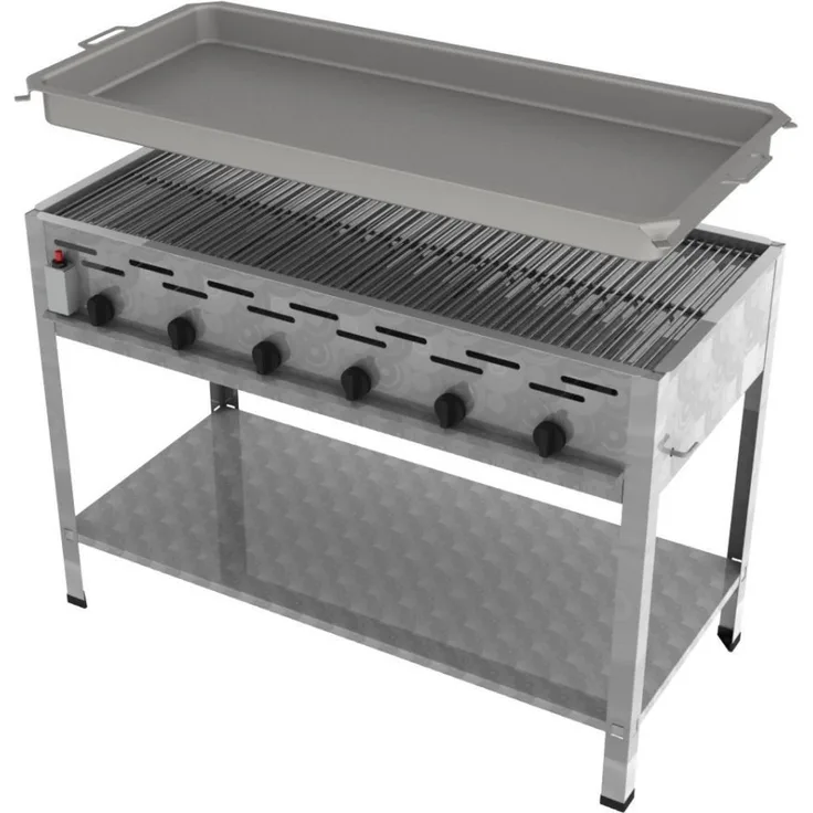 ChattenGlut Gasgrill ChattenGlut Gastrobräter 22kW mit Rost und Pfanne, Edelstahl, Made in Germany, 20% geringerer Gasverbrauch und höchster Wirkungsgrad