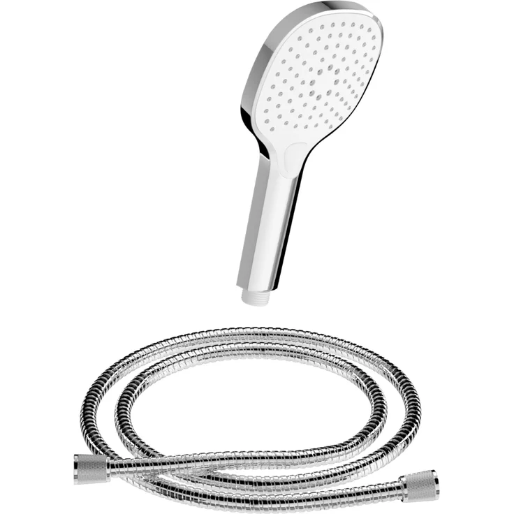 Chris Bergen Duschbrause, Handbrause mit Brauseschlauch (3 Strahlarten), Anti-Kalk-System, Edelstahl, 150cm, weiß