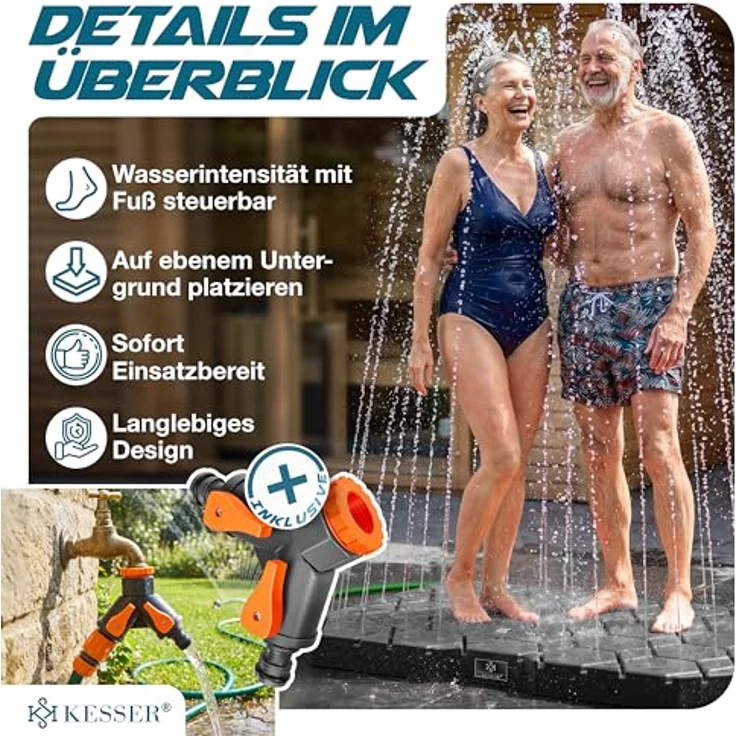 KESSER Gartendusche Bodendusche anthrazit, für Groß, Klein & Vierbeiner, inklusive Adapter & Montagezubehör – Bild 6