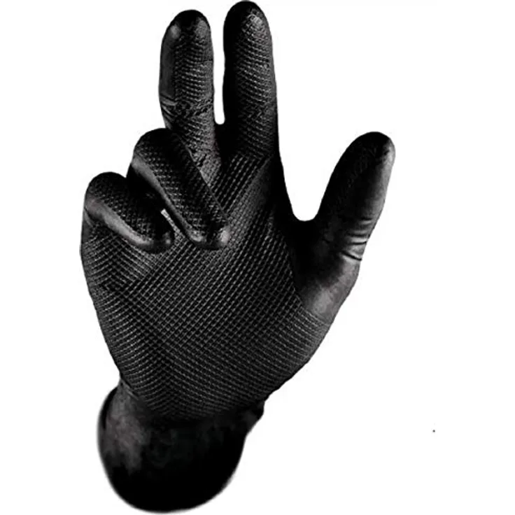 STRONGHAND 50 PAAR Nitrilhandschuhe Nitril Handschuhe 0422 Grip schwarz (L (9)) - Arbeitshandschuhe