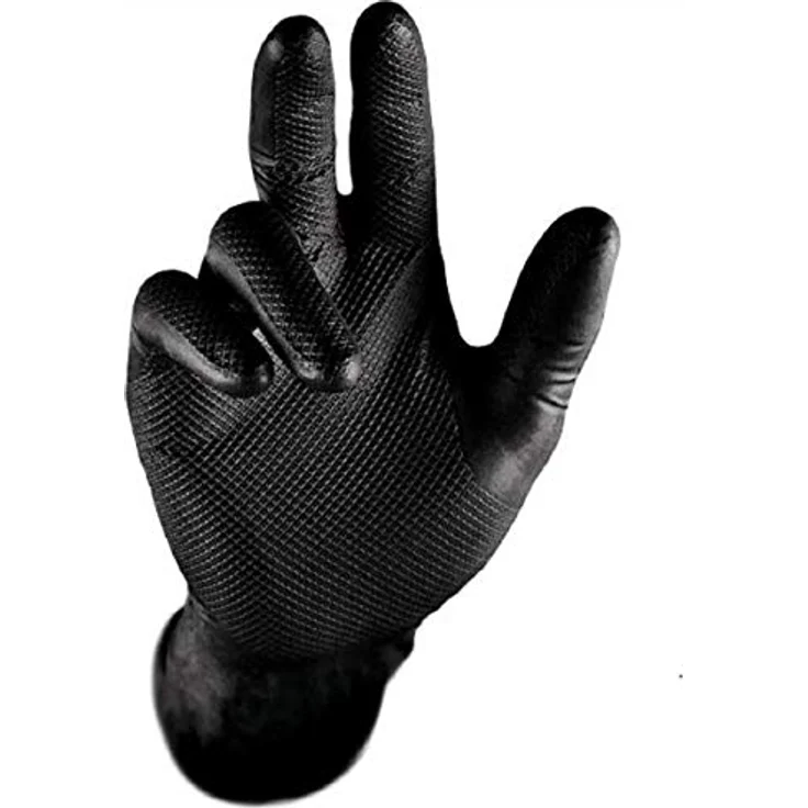 STRONGHAND 50 PAAR Nitrilhandschuhe Nitril Handschuhe 0422 Grip schwarz (L (9)) - Arbeitshandschuhe