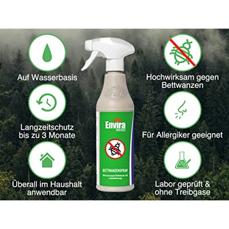 Envira Bettwanzen-Spray - Anti-Bettwanzen-Mittel Mit Langzeitwirkung - Geruchlos & Auf Wasserbasis - 2x 2 Liter + 2L Drucksprüher – Bild 2