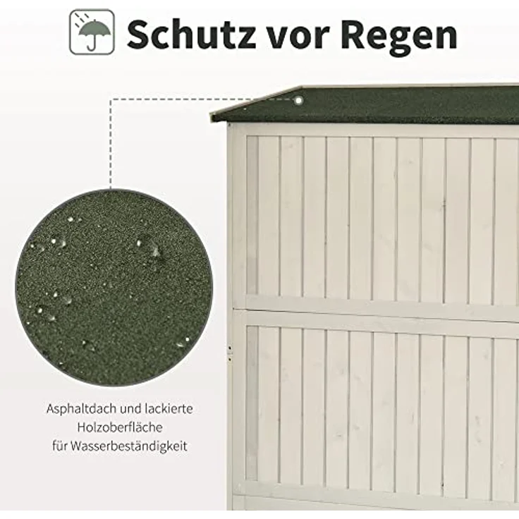 Outsunny Gartenschrank Holz Geräteschuppen Gerätehaus Geräteschrank Pultdach Garten Grau 127,5x50x164cm – Bild 5