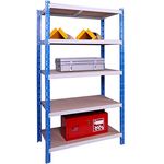 Profi-Schwerlast-Steckregal 300 GRUND 180x100x60cm, 5 Böden, 300KG/Boden blau/lichtgrau, Marke: Szagato (Lagerregal, Kellerregal, Werkstattregal, Regal)
