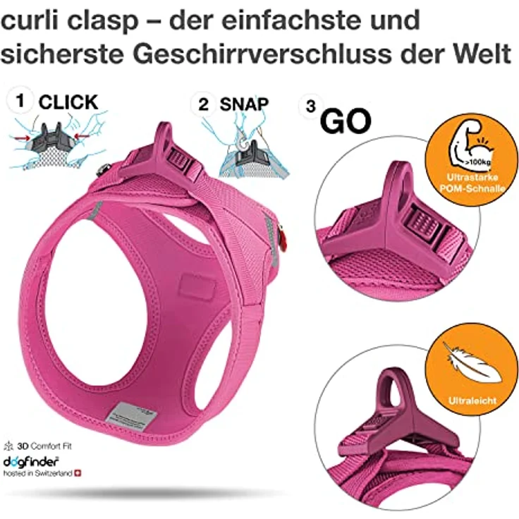 Curli Harness curli Clasp Air-Mesh Fuchsia 3XS – Bild 3