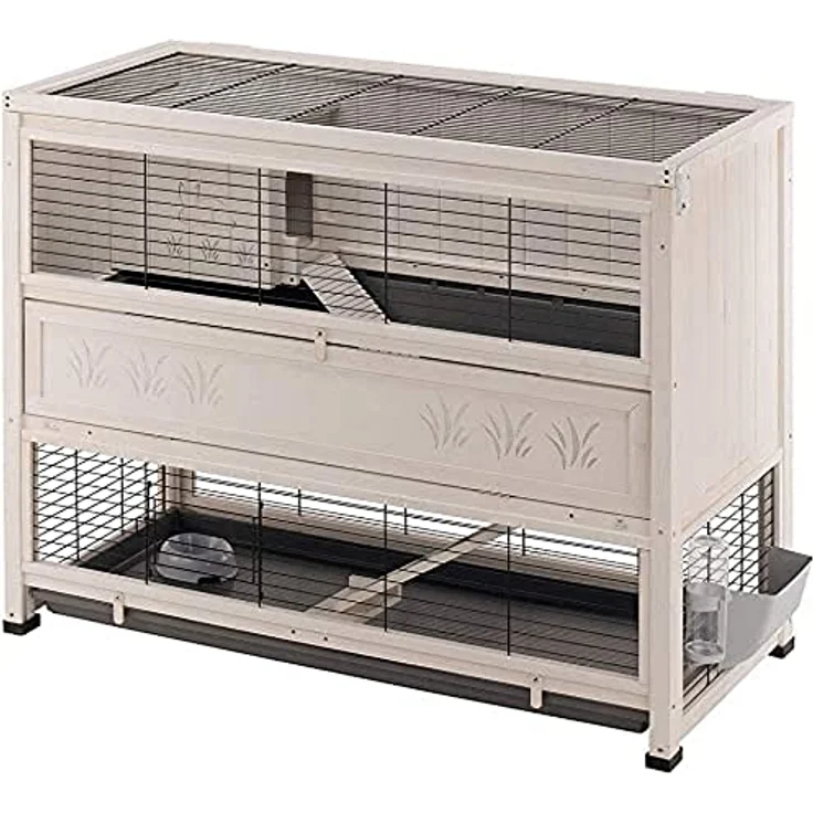 Ferplast Indoor Kaninchenstall, Hasenheim COTTAGE LARGE aus FSC-Holz, für Kaninchen und Meerschweinchen, zwei geräumige Etagen, Zubehör inklusive, 127 x 67 x h 102 cm. – Bild 1