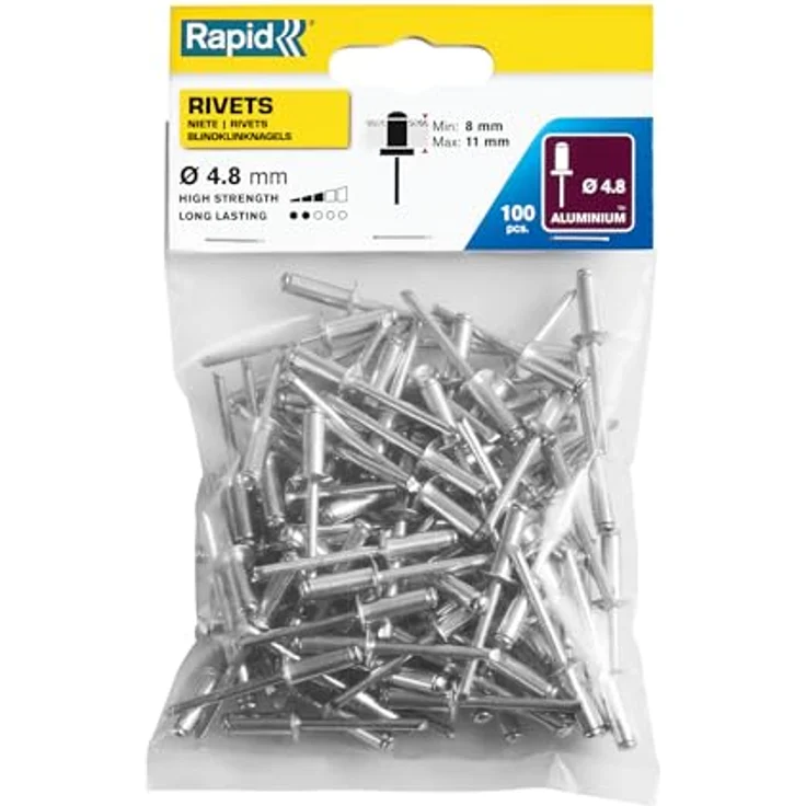 Rapid 5000381 4,8x14mm Blindniete Standard Aluminium 100 Stück, Edelstahl, ø4.8 mm – Bild 2
